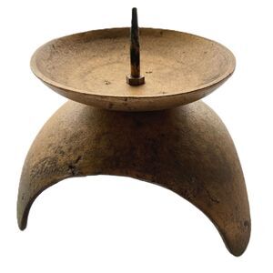 Vintage 1960 Mid-Century Modern MCM Solid Brass Tripod Candle Holder 5 x 4.5 in